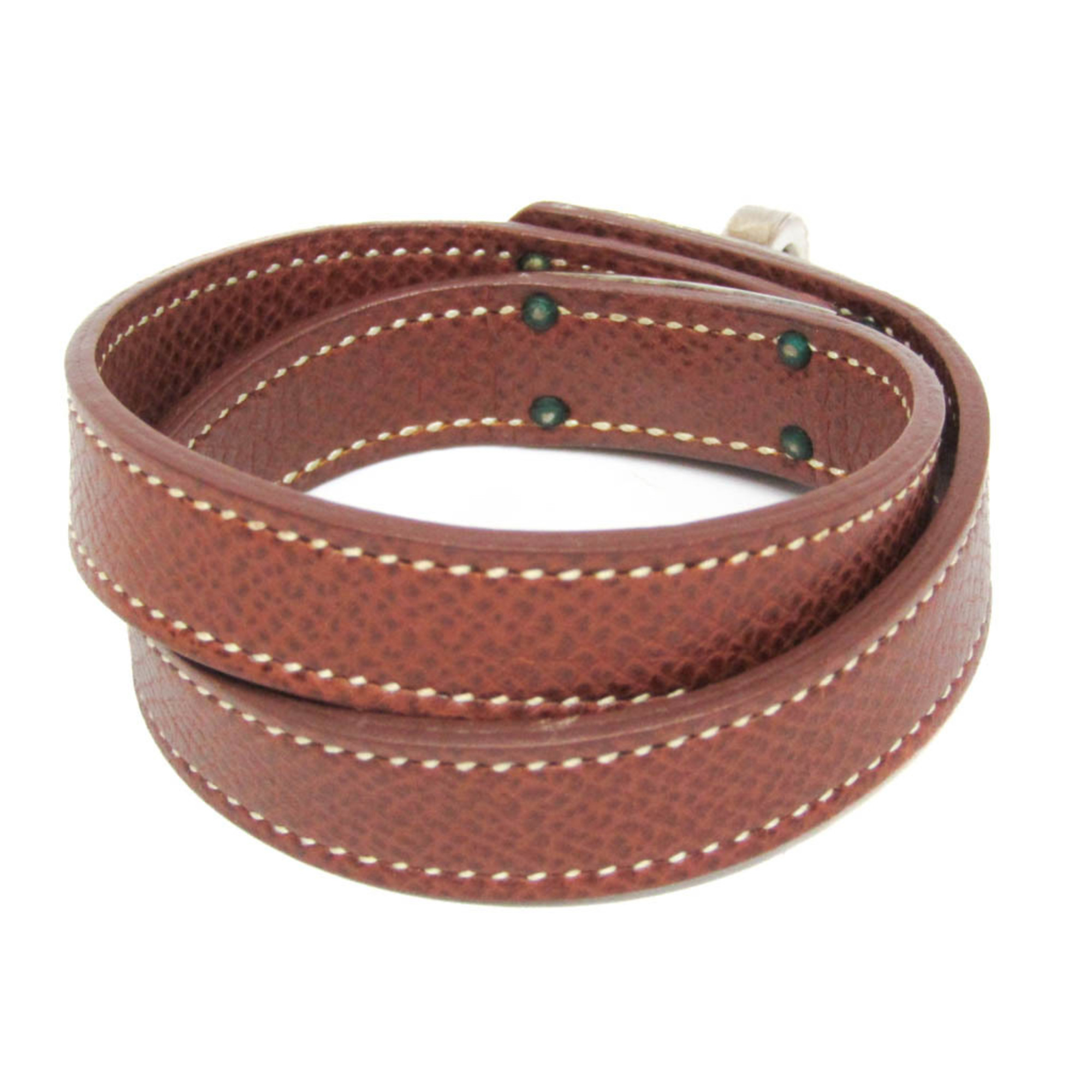 Hermes Kelly Double Tour Leather,Metal Bangle Dark Brown