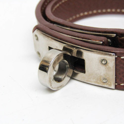 Hermes Kelly Double Tour Leather,Metal Bangle Dark Brown