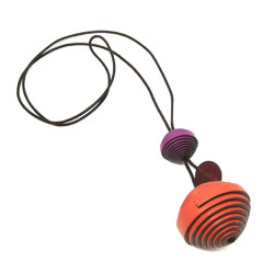 Hermes Jojoba Leather Ball Leather Women's Pendant Necklace (Dark Brown,Orange,Purple)