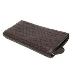 Bottega Veneta Intrecciato 150509 Women,Men Leather Long Wallet (bi-fold) Dark Brown