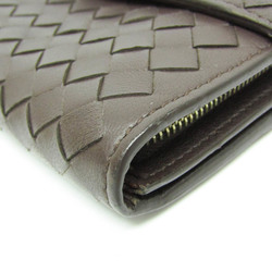 Bottega Veneta Intrecciato 150509 Women,Men Leather Long Wallet (bi-fold) Dark Brown