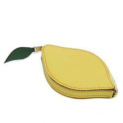 Hermes Tutti Frutti Fruit Citron Lemon Women,Men Chevre Leather Coin Purse/coin Case Green,Yellow