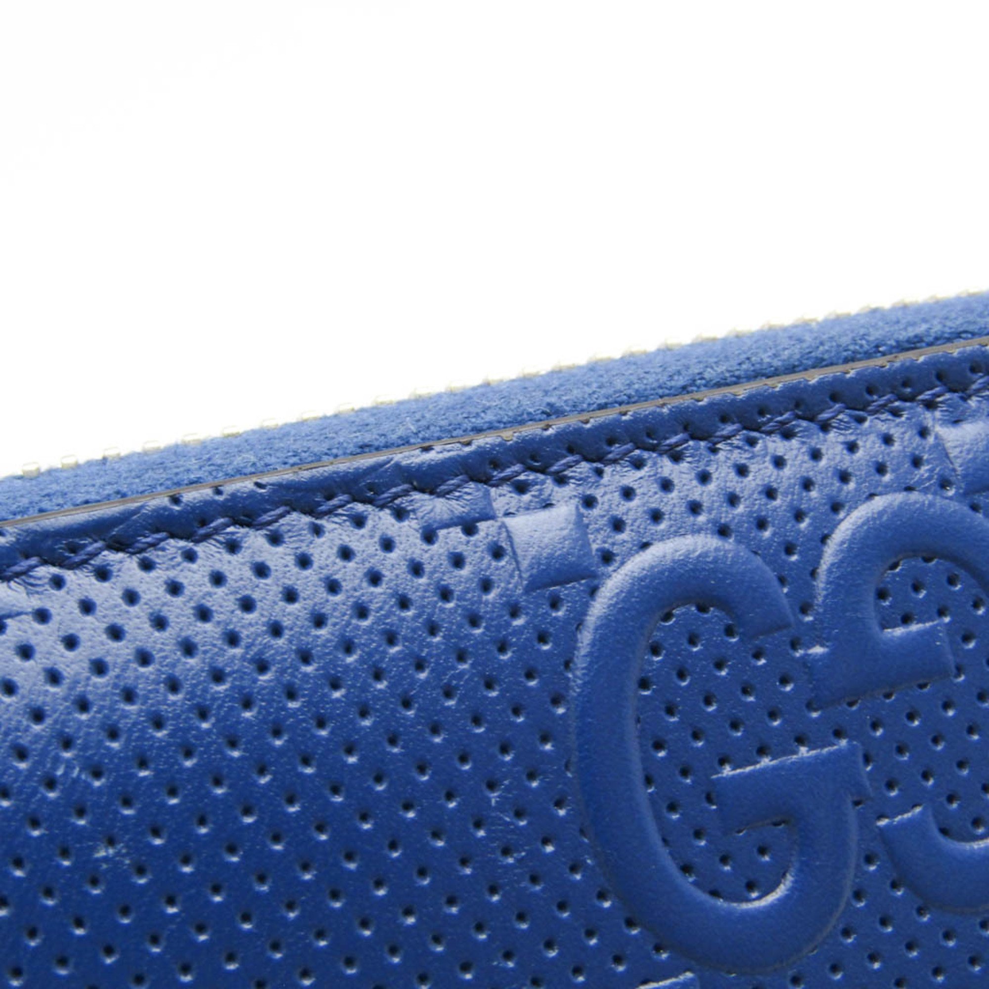 Gucci GG Embossed 625558 Men,Women Leather Long Wallet (bi-fold) Navy