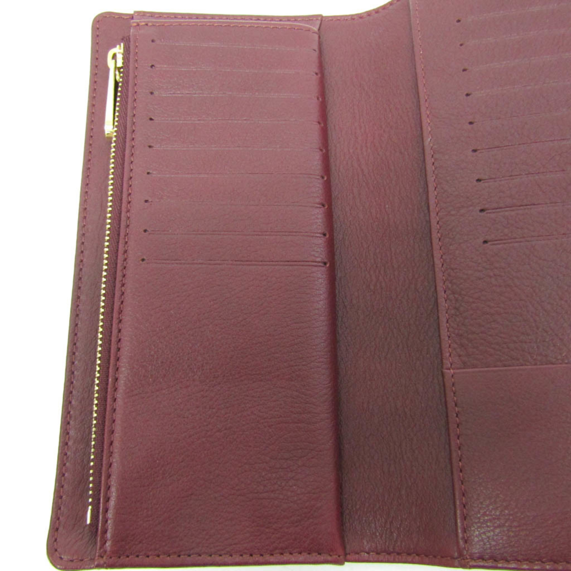 Louis Vuitton Mahina Portofoille Amelia M93762 Women's Mahina Leather Long Wallet (tri-fold) Bordeaux