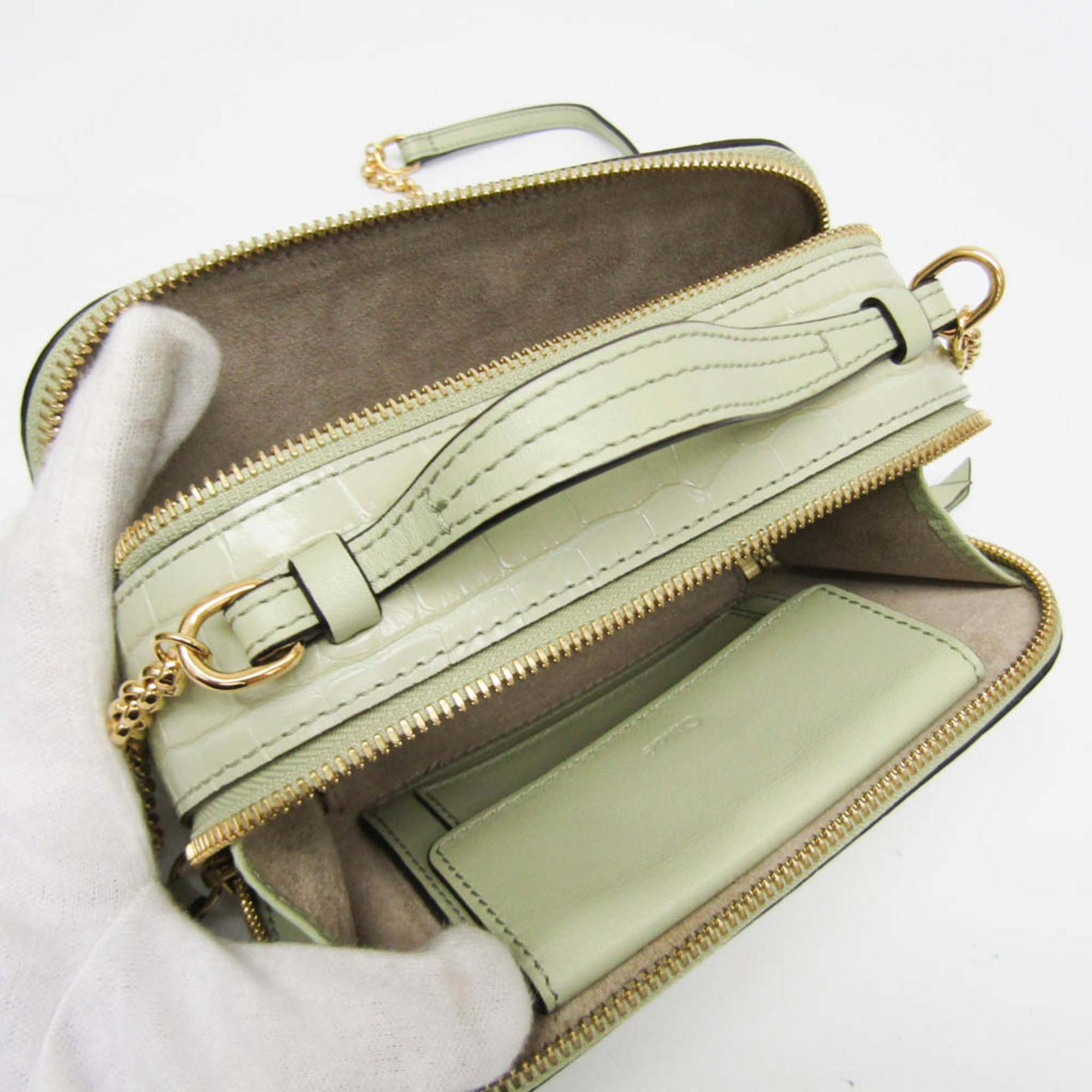 Chloé C. Camera Bag Women's Leather Handbag,Shoulder Bag Light Green