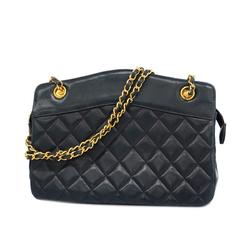 Chanel Shoulder Bag Matelasse Chain Lambskin Navy Women's