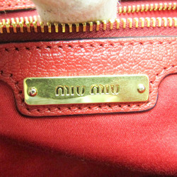 Miu Miu 5BE886 Women's Leather Handbag,Shoulder Bag Red Color