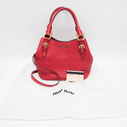Miu Miu 5BE886 Women's Leather Handbag,Shoulder Bag Red Color