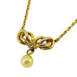 Christian Dior Necklace, Faux Pearl, Rhinestone, GP Plated, Gold, Women's