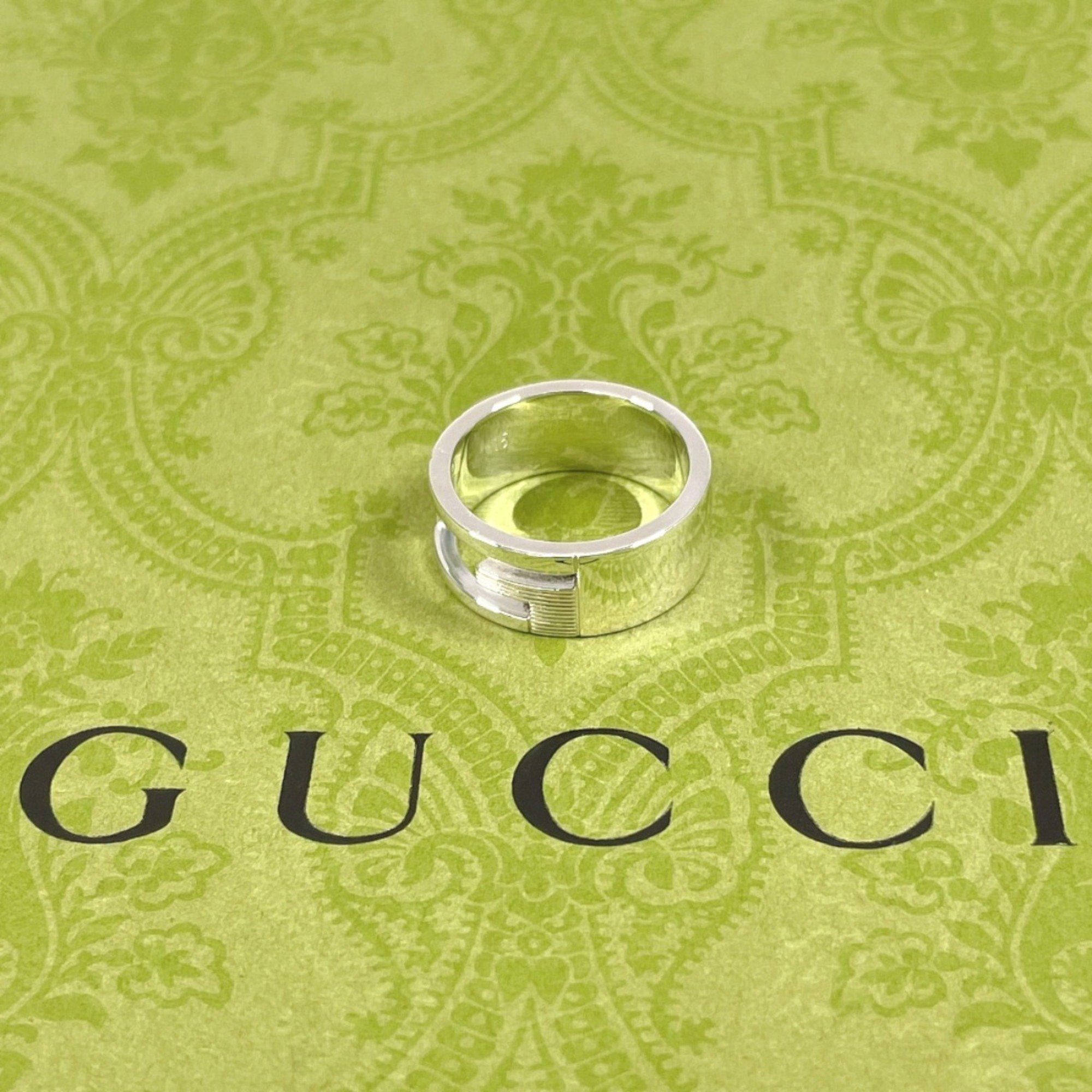 GUCCI Gucci Branded Cutout G Ring, Silver 925, 14, Silver, Women's