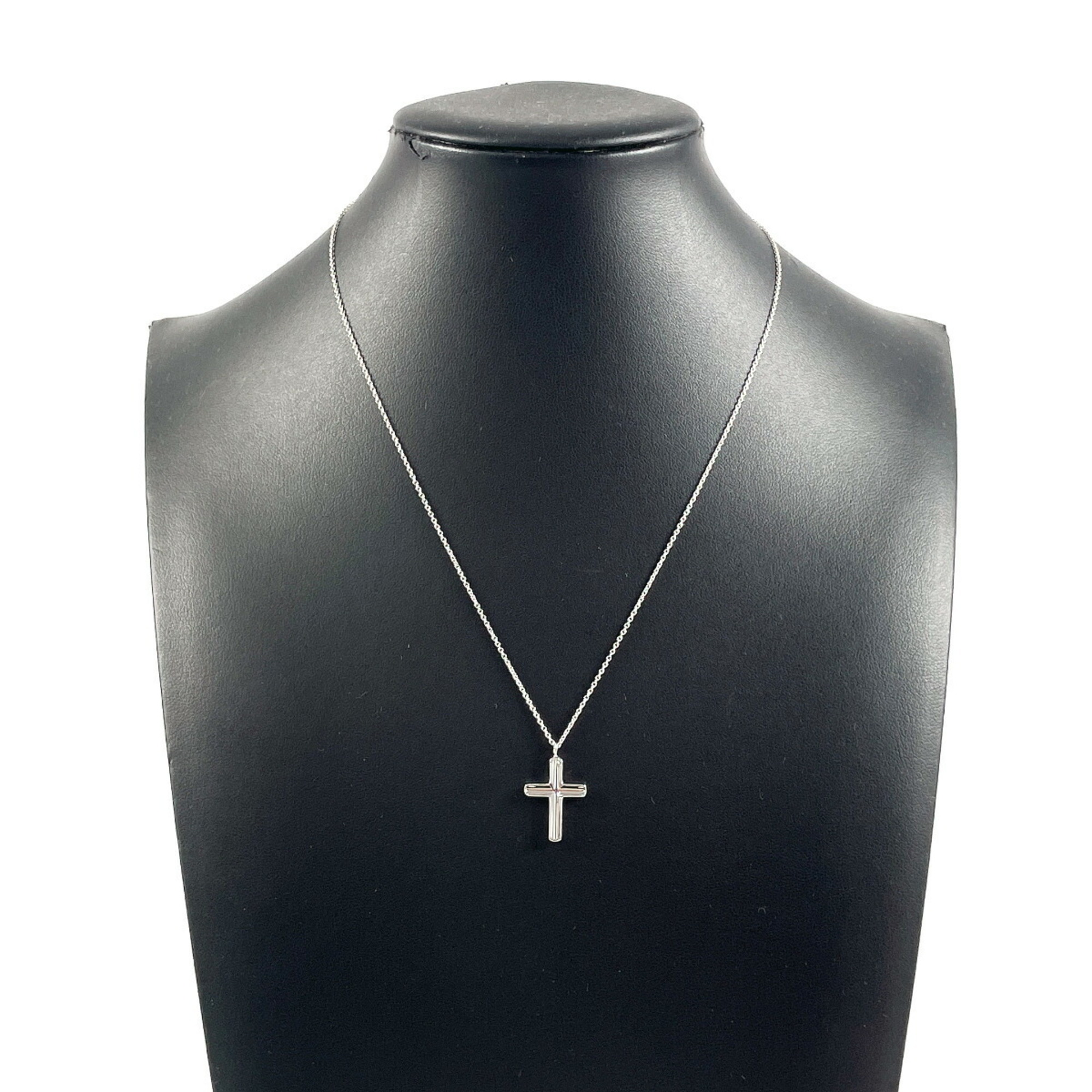 TIFFANY&Co. Tiffany Concave Cross Necklace, Silver 925, Silver, Women's