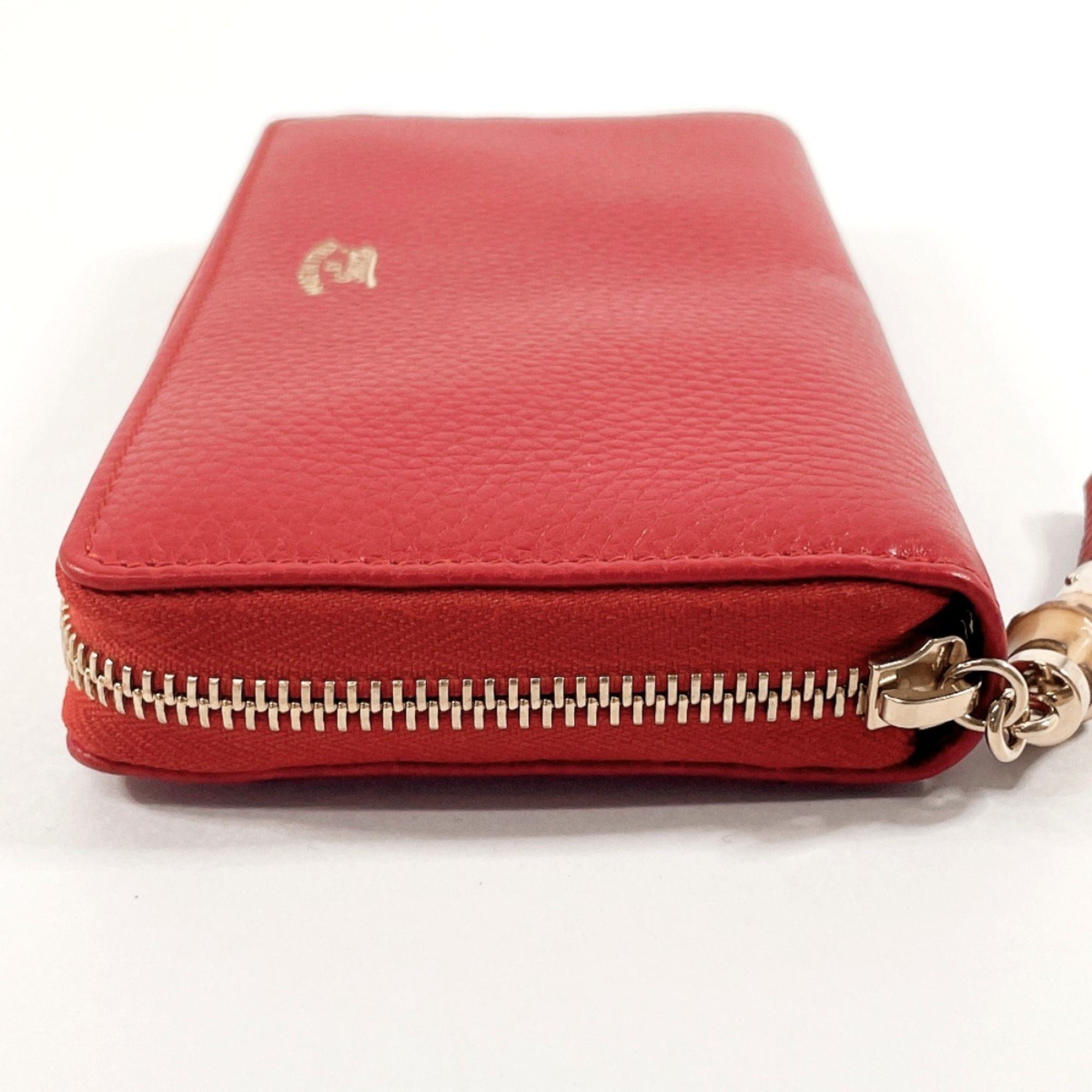 GUCCI Bamboo Tassel 307984 Long Wallet Leather Red Women's