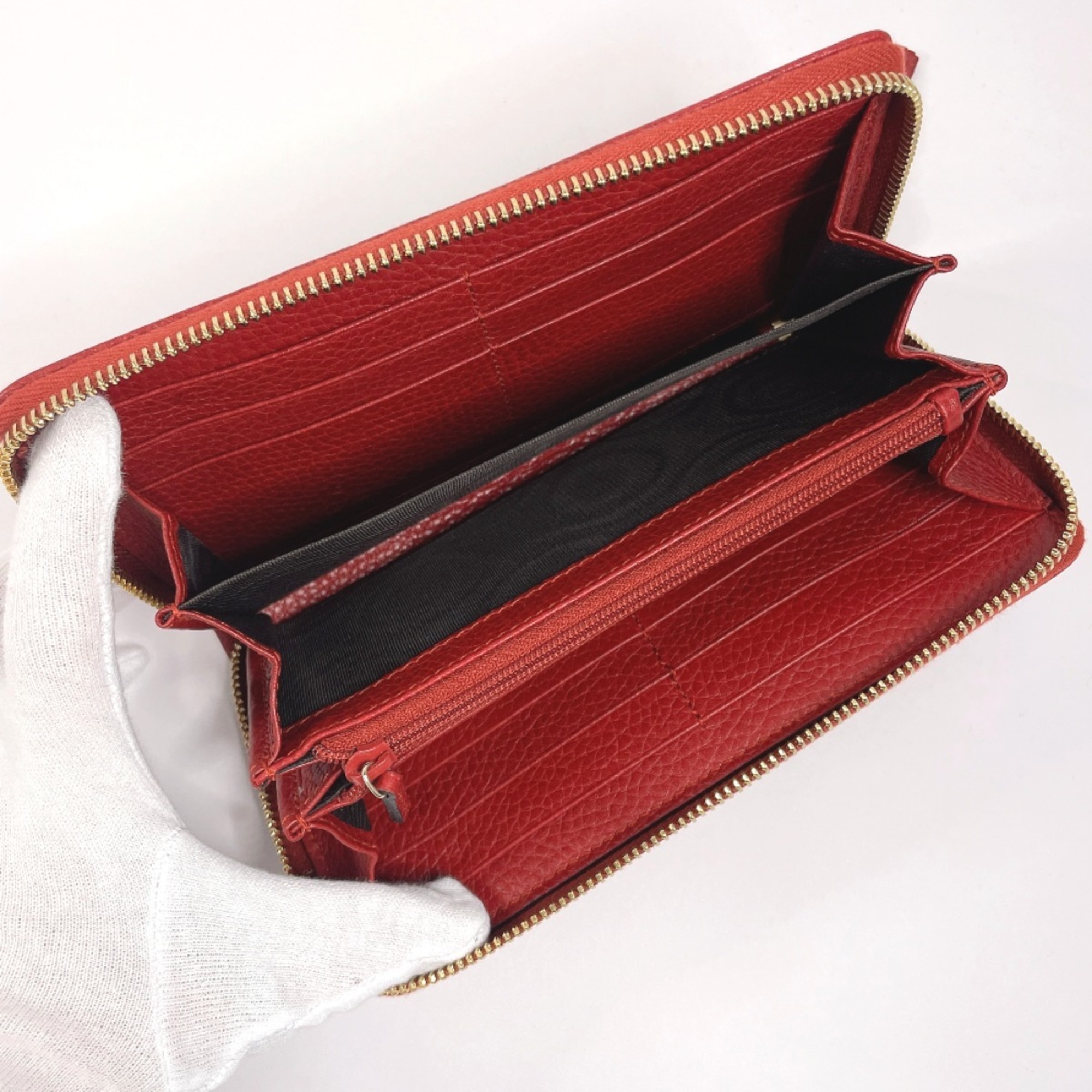 GUCCI Bamboo Tassel 307984 Long Wallet Leather Red Women's