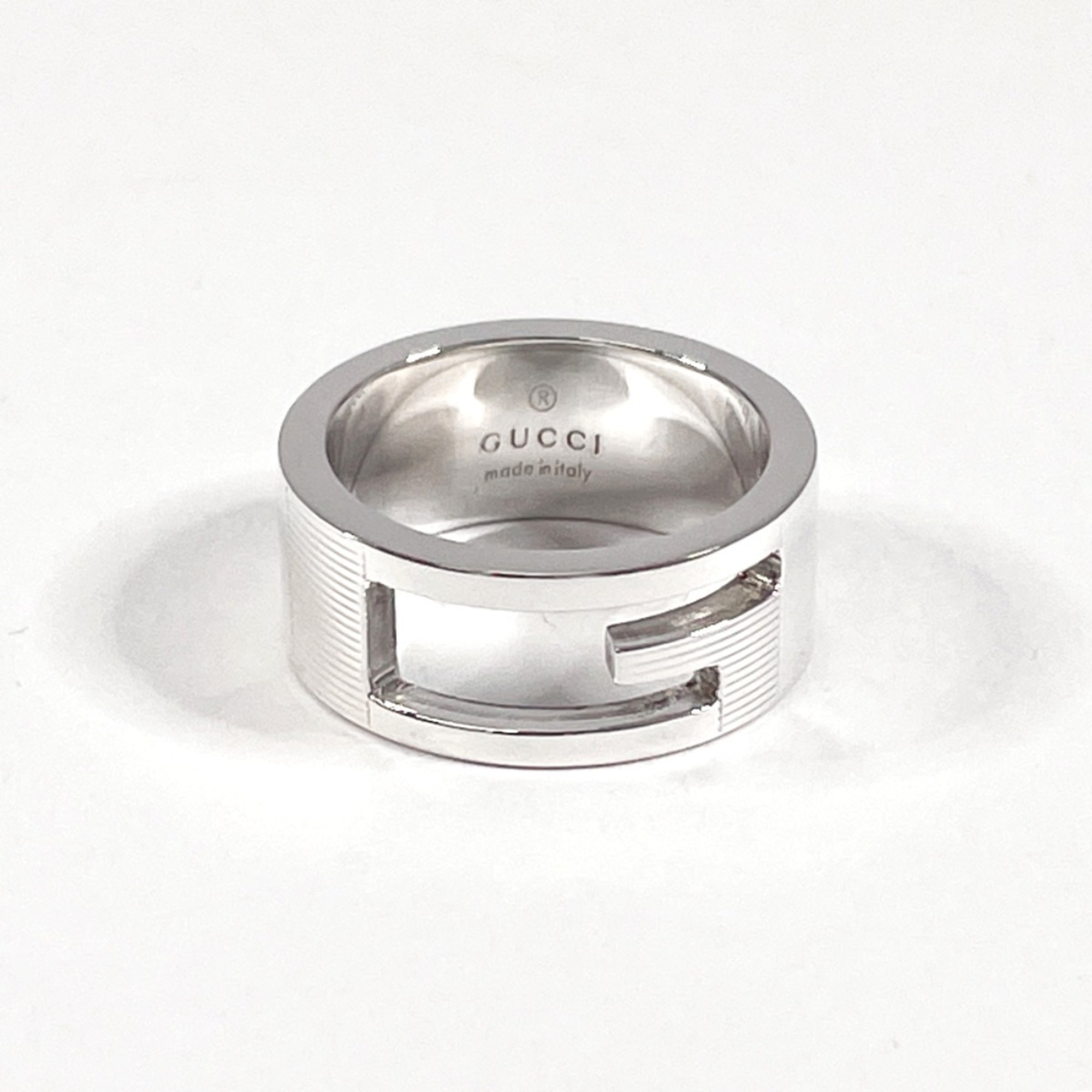 GUCCI Gucci Branded Cutout G Ring, Silver 925, 9, Silver, Women's