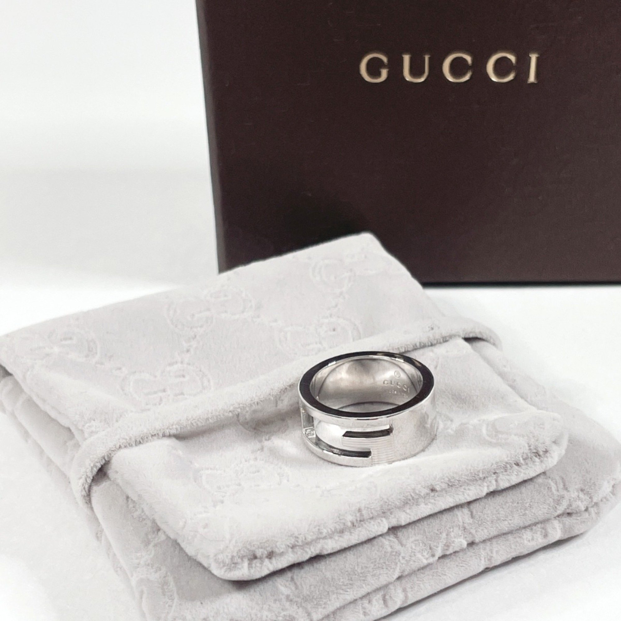 GUCCI Gucci Branded Cutout G Ring, Silver 925, 9, Silver, Women's