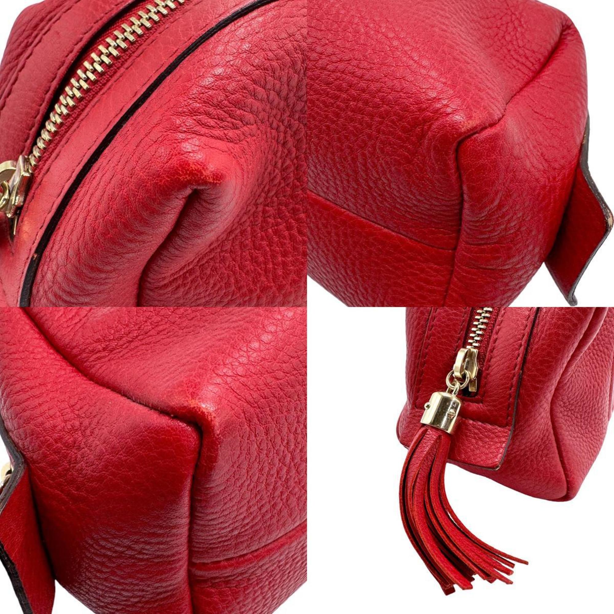 GUCCI Interlocking G Leather Pouch Red Women's 308636 z1231