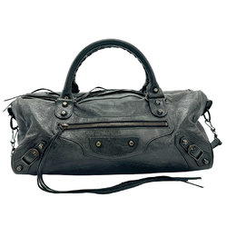 BALENCIAGA Shoulder Bag Handbag The Twiggy Leather Dark Grey Men Women 128523 z1099