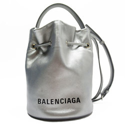 BALENCIAGA handbag shoulder bag leather silver ladies w0365a