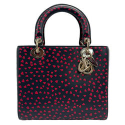 Christian Dior handbag shoulder bag Lady leather navy red women's z1153