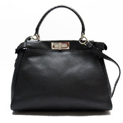 FENDI handbag shoulder bag peekaboo leather grey silver ladies w0364a