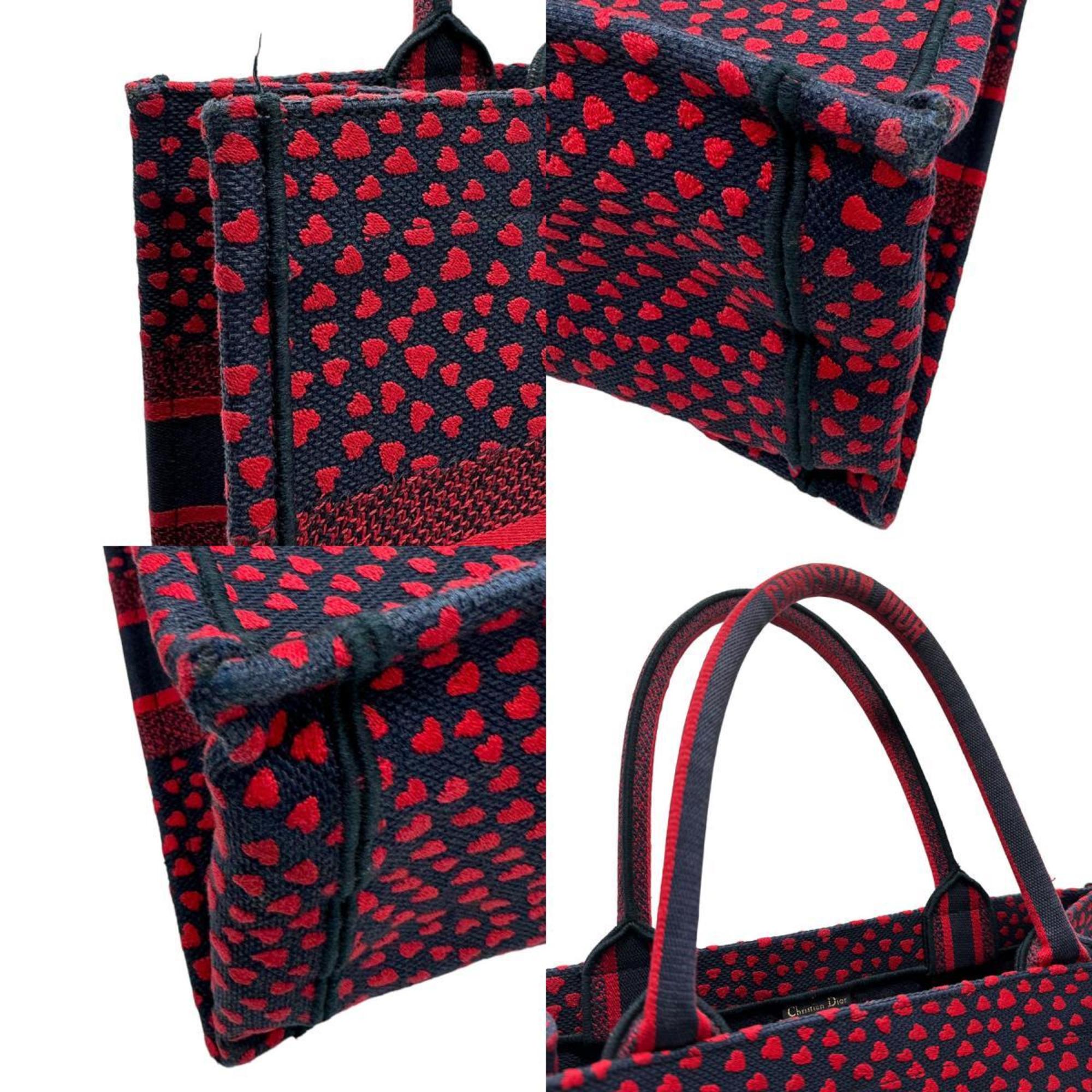 Christian Dior Handbag Book Tote Canvas Navy Red Women's z1174