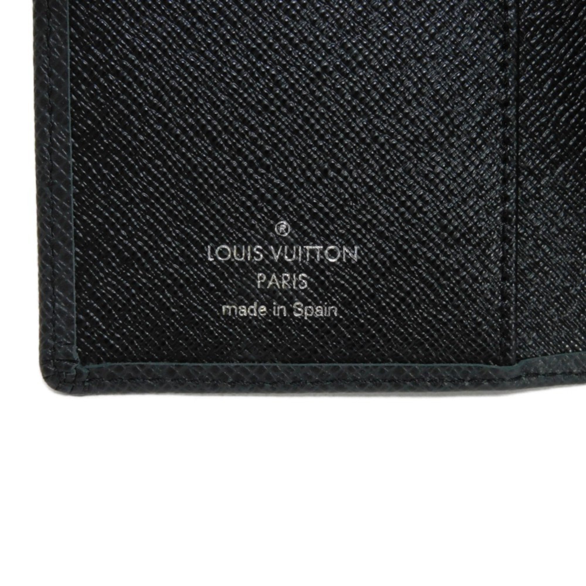 Louis Vuitton LOUIS VUITTON Planner Cover Agenda PM LV Charcoal Gray 6-Hole Card Case Taiga Ardoise R20426 Men's