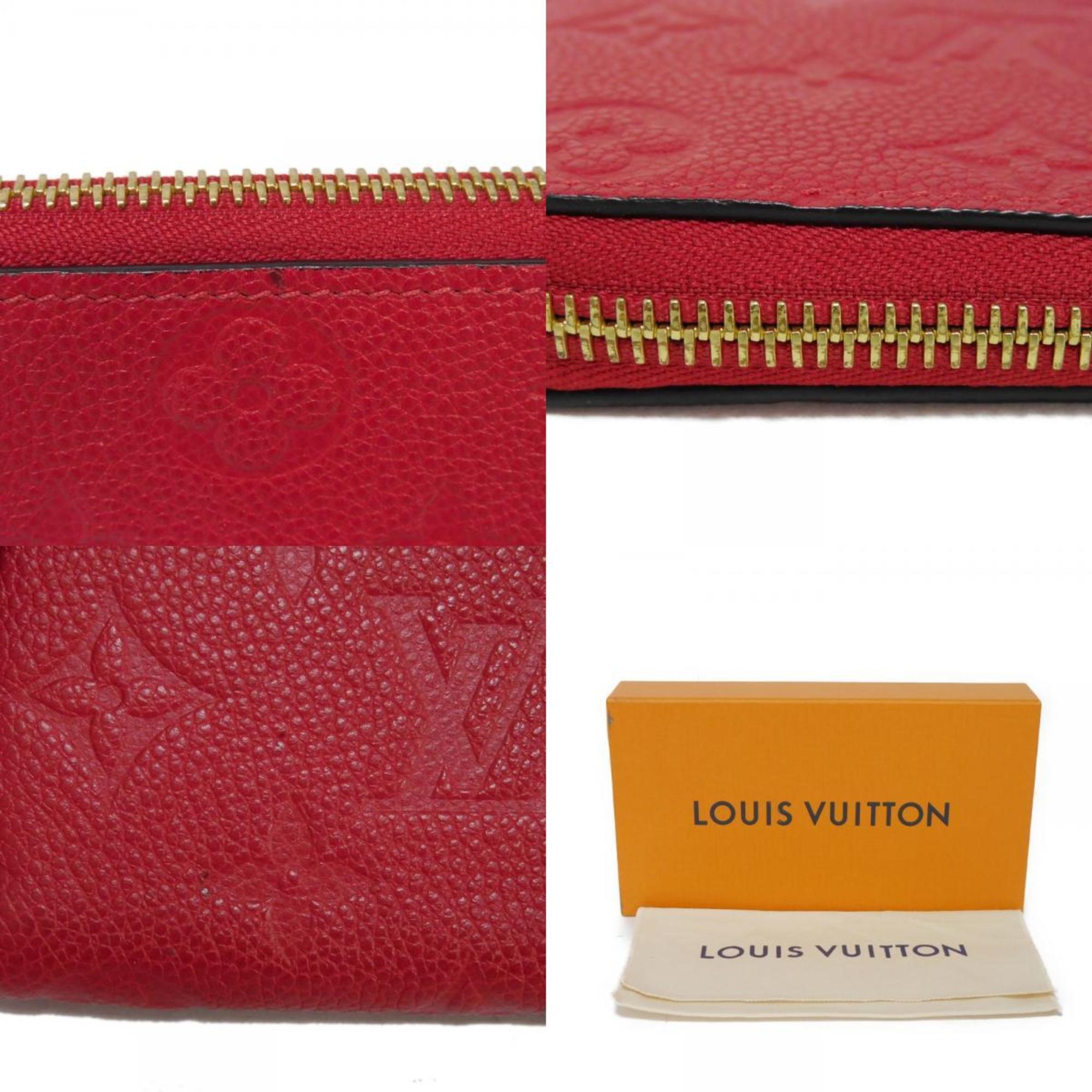 Louis Vuitton LOUIS VUITTON Long Wallet Portefeuille Clemence LV Flower Round Monogram Empreinte Scarlet M63698 Women's