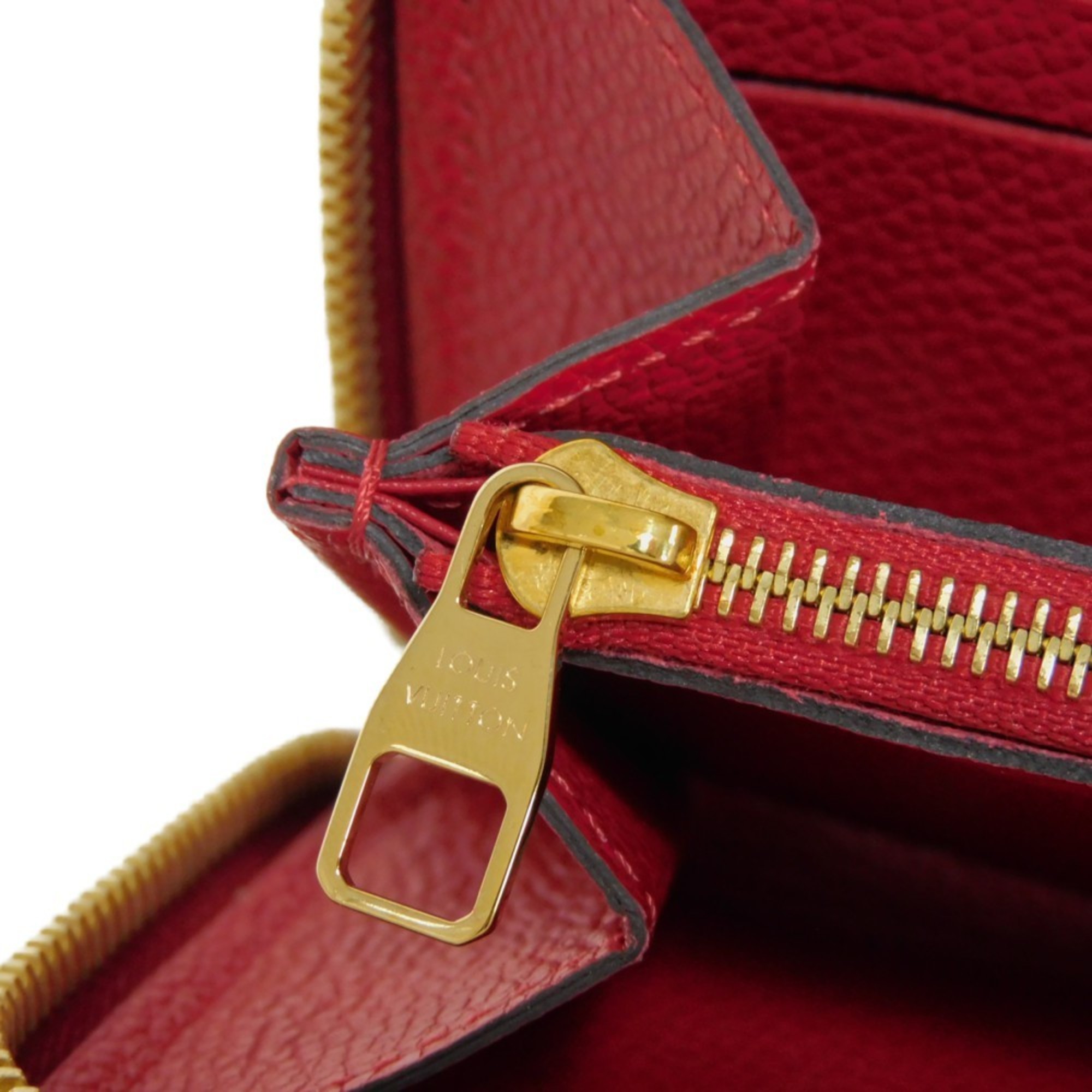 Louis Vuitton LOUIS VUITTON Long Wallet Portefeuille Clemence LV Flower Round Monogram Empreinte Scarlet M63698 Women's