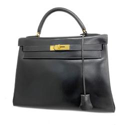 Hermes handbag Kelly 32 〇X engraved box calf black ladies