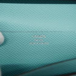 Hermes Long Wallet Bearn Soufflet Z Stamped Veau Epsom Blue Atoll Women's