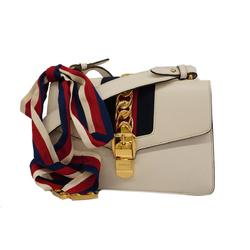 Gucci Shoulder Bag Sylvie 421882 Leather White Women's