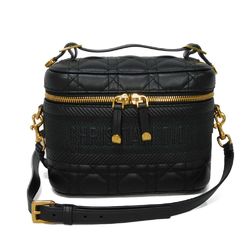 Christian Dior Dior Handbag Vanity Small Embossed Shoulder Bag Cannage Black S5488UNTR_M900 Women's