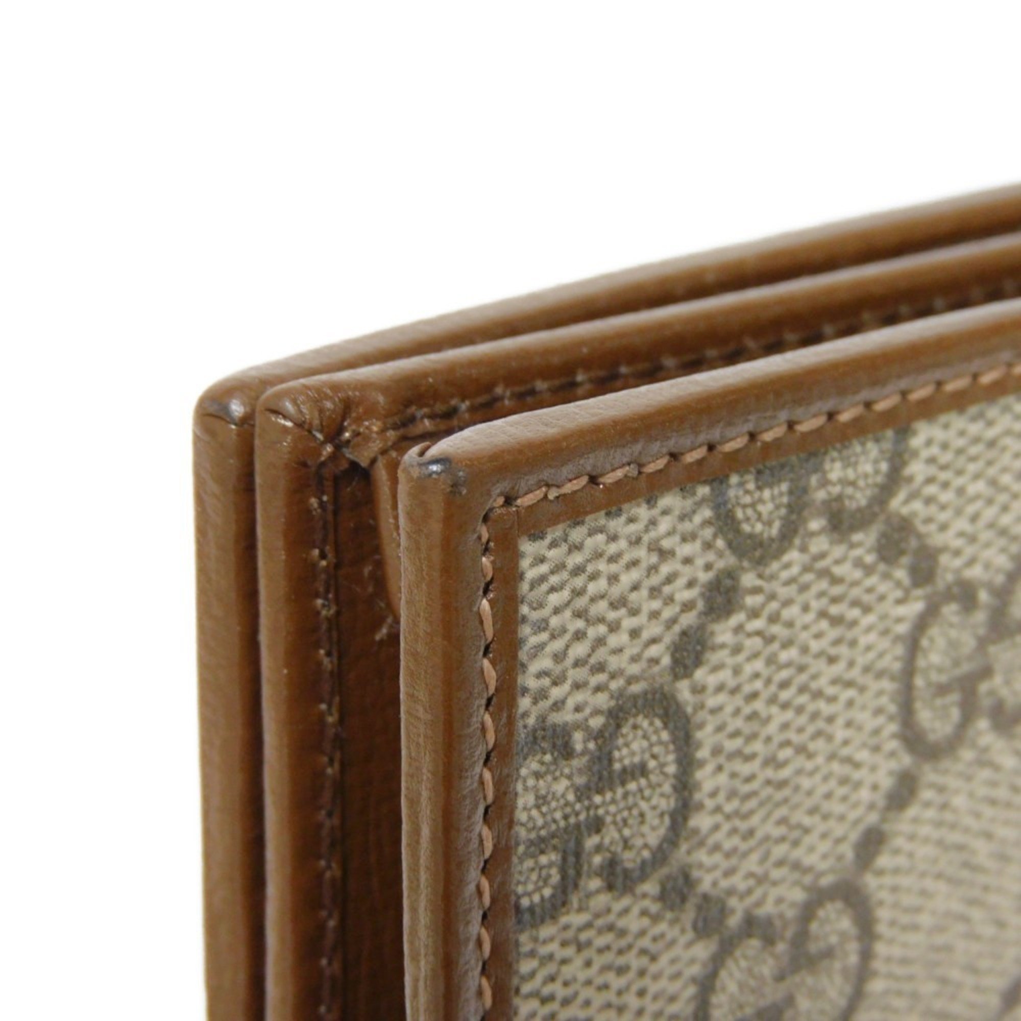 GUCCI Horsebit 1955 Bi-fold Wallet Compact Beige Ebony Brown GG Supreme 621887 92TCG 8563 Men's Women's Billfold