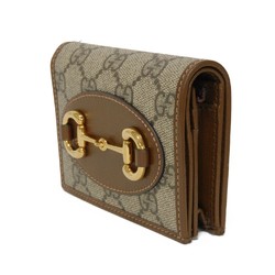 GUCCI Horsebit 1955 Bi-fold Wallet Compact Beige Ebony Brown GG Supreme 621887 92TCG 8563 Men's Women's Billfold