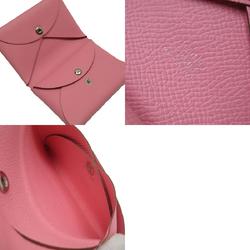 Hermes HERMES Business Card Holder/Card Case Wallet/Coin Calvi Duo Leather Light Pink Women's w0368g