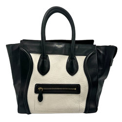 CELINE Handbag Luggage Shopper Leather Black White Women's z1225