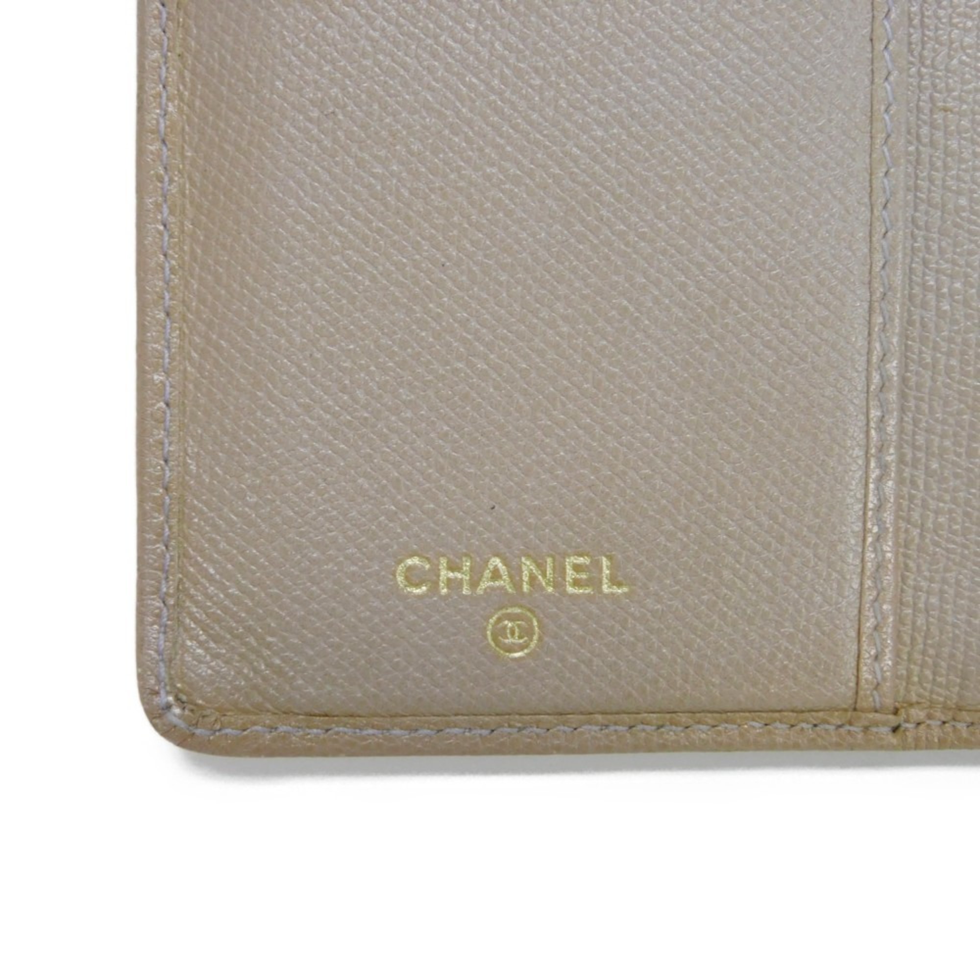 CHANEL Long Wallet Flap Coco Mark CC Bifold Enamel Gold No. 9 Button Greige A20904 Men's Women's