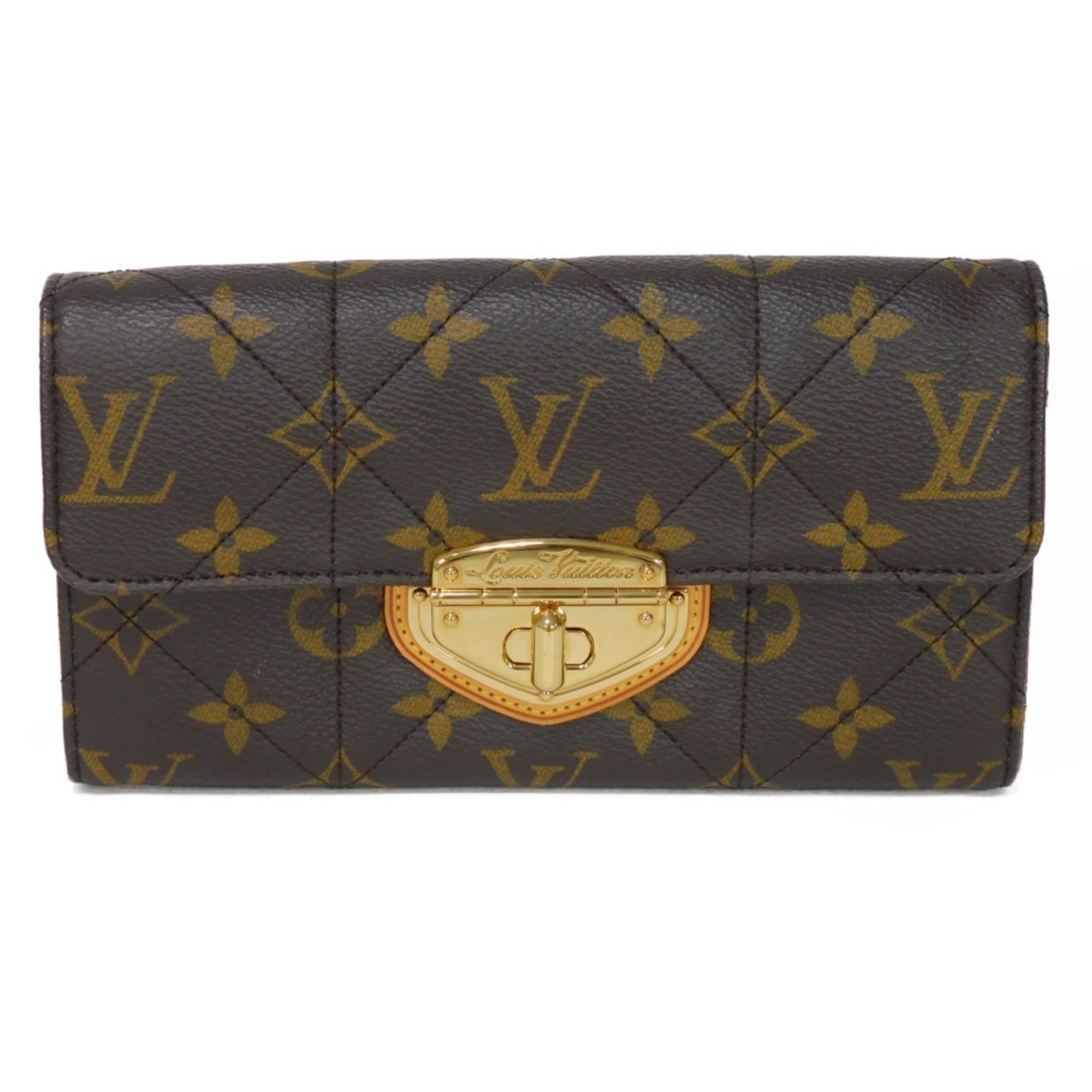 Louis Vuitton LOUIS VUITTON Long Wallet Portefeuille Sarah Turnlock Twistlock Stitch Bifold Monogram Etoile Marron M66556 Men's Women's