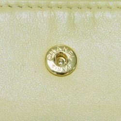 CHANEL Bi-fold Wallet Small Flap CC Mark Caviar Skin Yellow Bicolor Random Coco AP3519 Women's