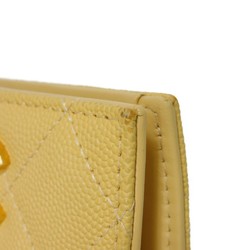 CHANEL Bi-fold Wallet Small Flap CC Mark Caviar Skin Yellow Bicolor Random Coco AP3519 Women's