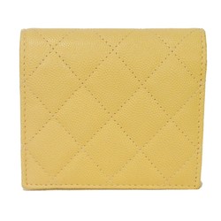 CHANEL Bi-fold Wallet Small Flap CC Mark Caviar Skin Yellow Bicolor Random Coco AP3519 Women's