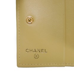 CHANEL Bi-fold Wallet Small Flap CC Mark Caviar Skin Yellow Bicolor Random Coco AP3519 Women's