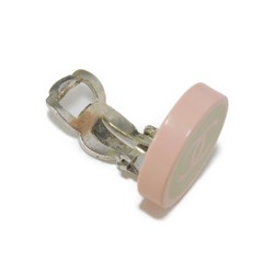 CHANEL Earrings Round Coco Mark CC Resin Pastel Bicolor Light Beige Pink 05C Plastic Women's