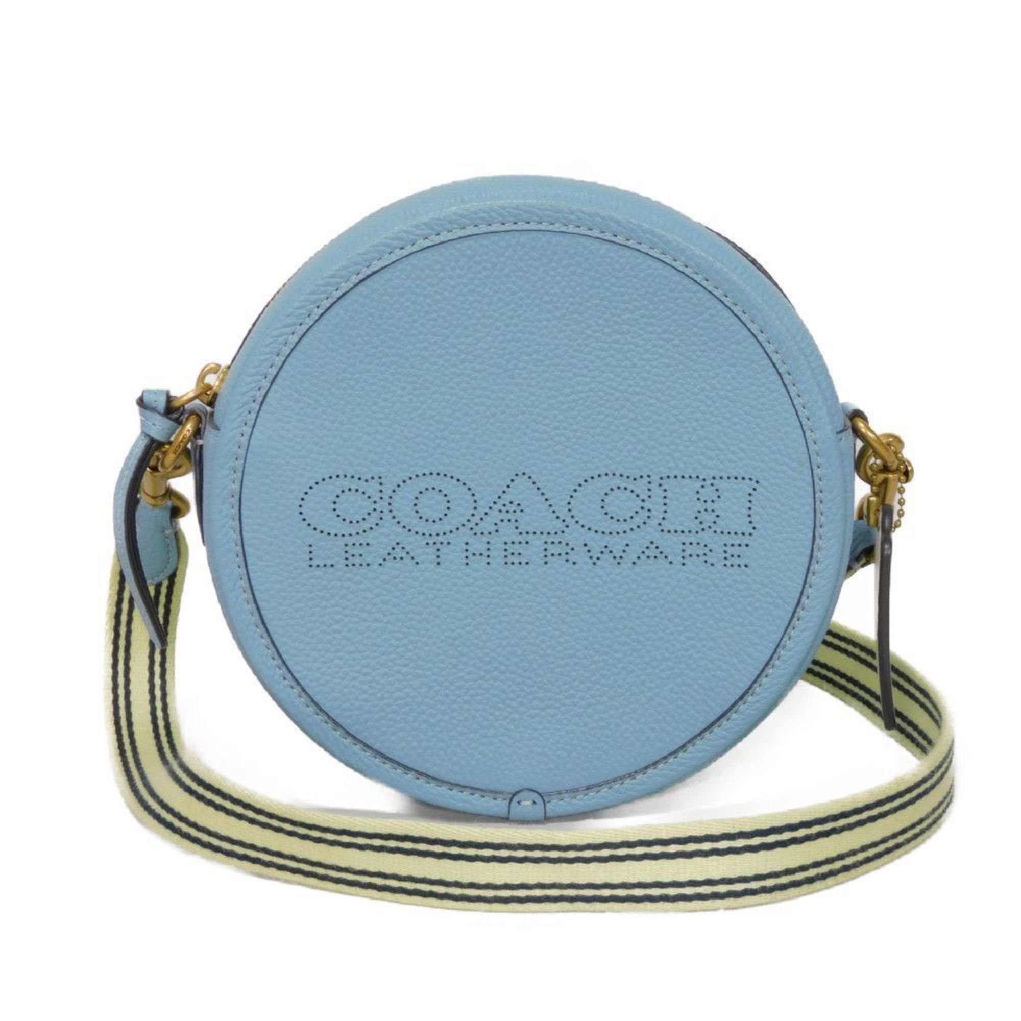 Coach COACH Shoulder Bag Kia Circle Light Blue Multicolor Punching Pochette Crossbody Azur C3427 Women's