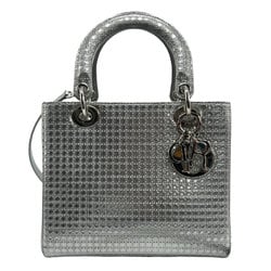 Christian Dior handbag shoulder bag Lady leather silver ladies z1229