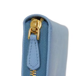 PRADA Long Wallet Zip Around Blue Round RFID Saffiano Metal Astral 1ML506 QWA F0637 Men's Women's