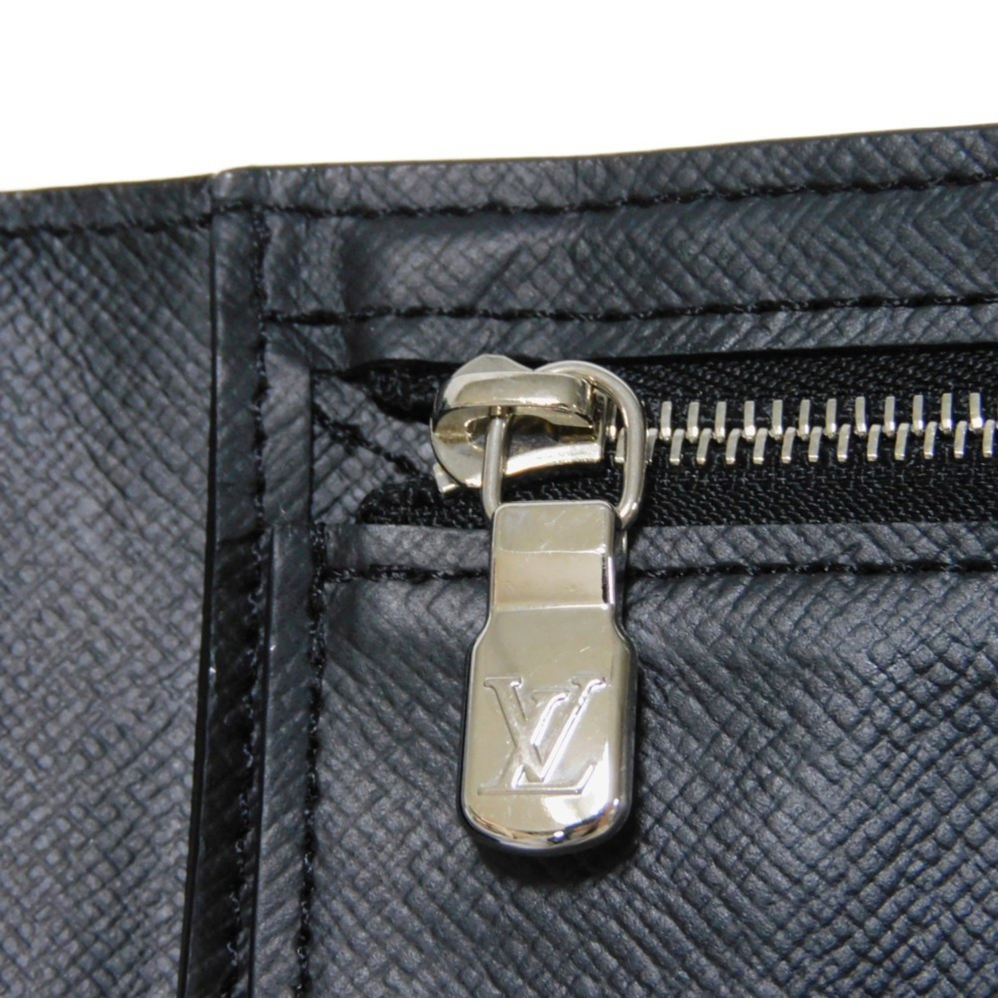 Louis Vuitton LOUIS VUITTON Bi-fold Wallet Portefeuille Amerigo NM LV RFID IC Chip Compact Taiga Noir M62045 Men's