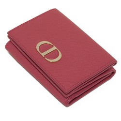 Christian Dior Dior Tri-fold Wallet Montaigne 30 Compact Grained Calfskin Snap Button CD Dusty Pink S2084OBAE_M59P Women's