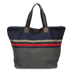 GUCCI Diamante Tote Bag Embossed Leather Patch Shelly Navy Red Web Nylon 268106 F951N 8611 Men's