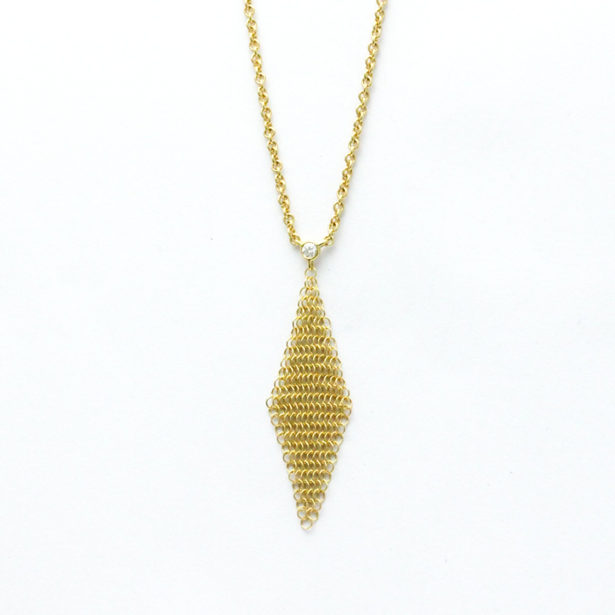 Tiffany Somerset 1P Diamond Mesh Necklace Yellow Gold (18K) Diamond Men,Women Fashion Pendant Necklace (Gold)